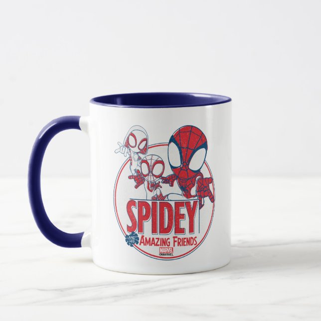 Spidey Team Red & White Circle Badge Mug (Left)