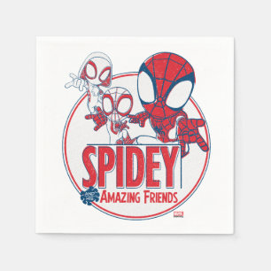 Spidey Team Red & White Circle Badge Napkins