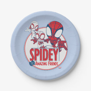 Spidey Team Red & White Circle Badge Paper Plates