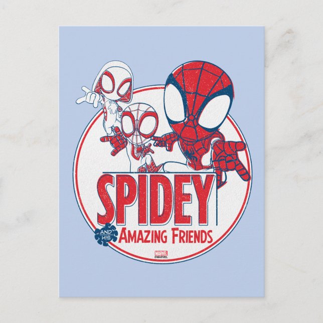 Spidey Team Red & White Circle Badge Postcard (Front)