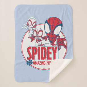 Spidey Team Red & White Circle Badge Sherpa Blanket