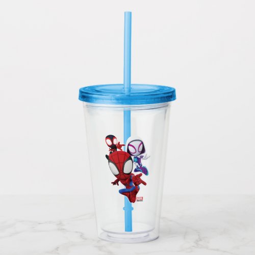 Spidey Team Swinging Through Town Acrylic Tumbler