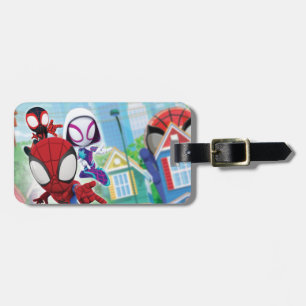 Spidey Team Swinging Through Town Luggage Tag