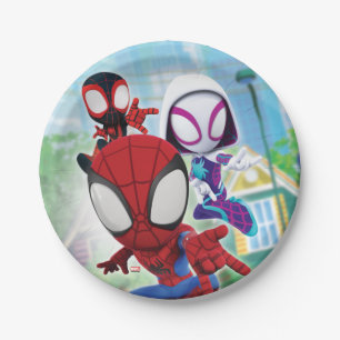 Spidey Team Swinging Through Town Paper Plates