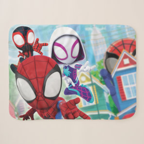 Spidey Team Swinging Through Town Sherpa Blanket