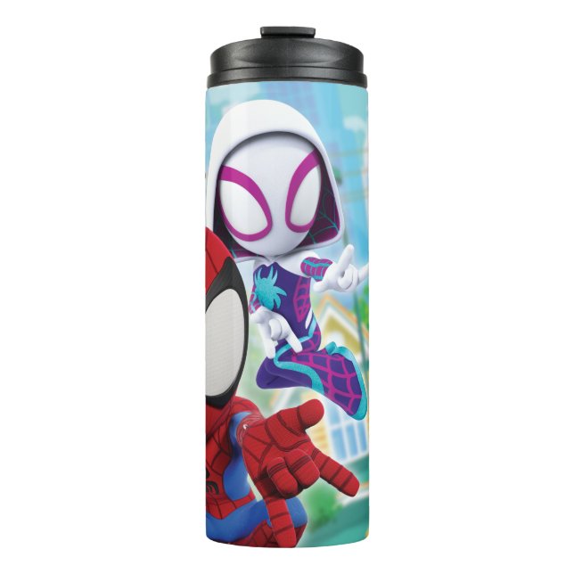 Spidey Team Swinging Through Town Thermal Tumbler (Front)