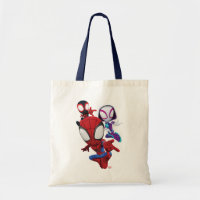 Spidey Team Swinging Through Town