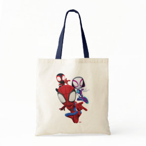 Spidey Team Swinging Through Town Tote Bag