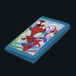 Spidey Team Swinging Through Town Trifold Wallet<br><div class="desc">Spidey and His Amazing Friends | Check out Spidey,  Ghost-Spider,  and Spin web-swinging through the town!</div>