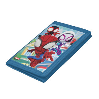 Spidey Team Swinging Through Town Trifold Wallet