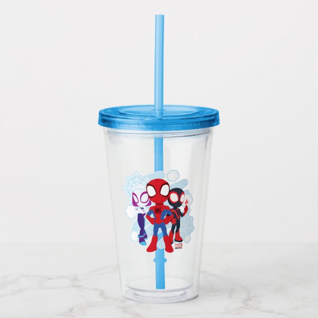 Spidey Team Web Graphic Acrylic Tumbler (Front)