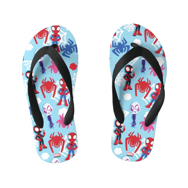 Spidey Team Web Graphic Kid's Flip Flops (Footbed)