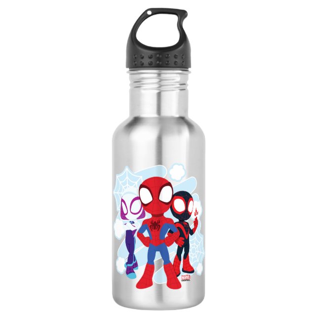 Spidey Team Web Graphic Stainless Steel Water Bottle (Front)