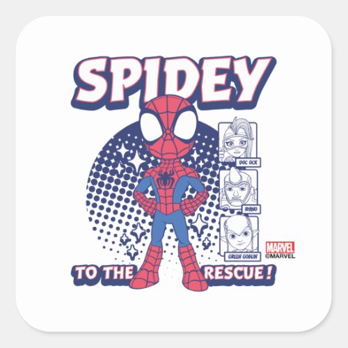Spidey To The Rescue Graphic Square Sticker