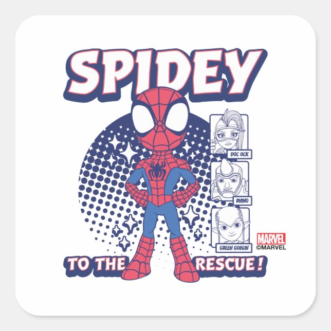Spidey To The Rescue! Graphic Square Sticker (Front)