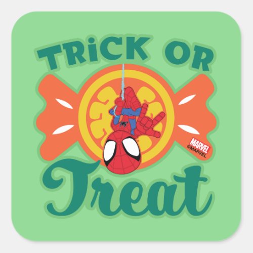 Spidey Trick or Treat Square Sticker