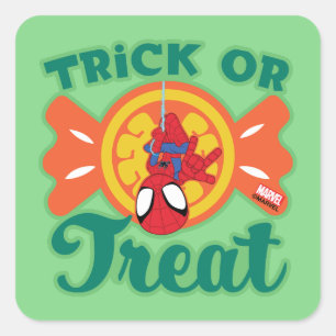 Spidey Trick or Treat Square Sticker