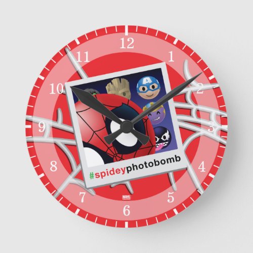 spideyphotobomb Spider_Man Emoji Round Clock