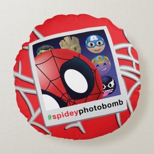 spideyphotobomb Spider_Man Emoji Round Pillow