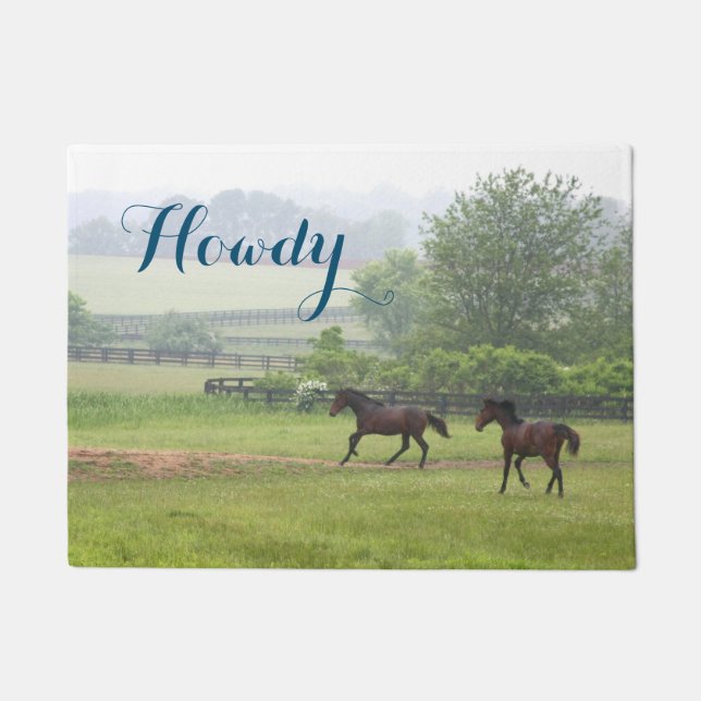 Spiegeland Horses running Howdy Doormat (Front)