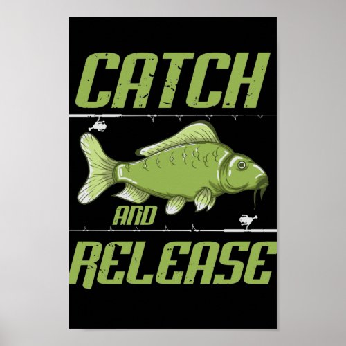 Spiegelkarpfen catch and release Carp Hunting Poster