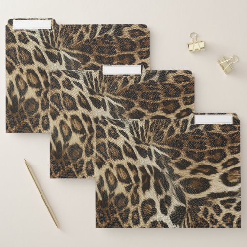 Spiffy Leopard Spots Leather Grain Look File Folder