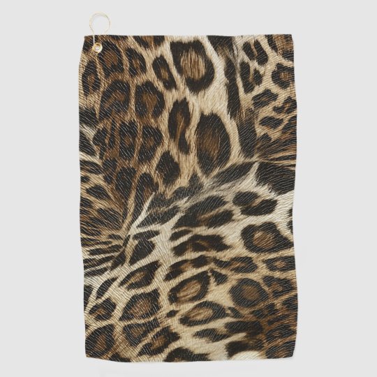 Spiffy Leopard Spots Leather Grain Look Golf Towel | Zazzle.com