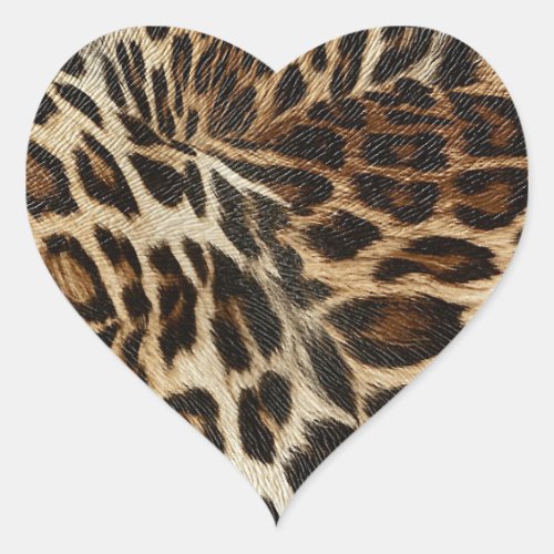 Spiffy Leopard Spots Leather Grain Look Heart Sticker