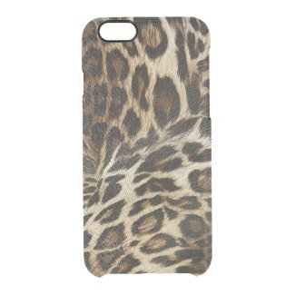 Spiffy Leopard Spots Leather Grain Look Uncommon Clearly™ Deflector iPhone 6 Case