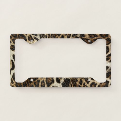 Spiffy Leopard Spots Leather Grain Look License Plate Frame