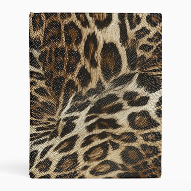 Spiffy Leopard Spots Leather Grain Look Mini Binder (Front)