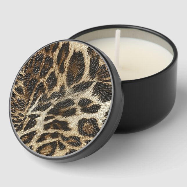 Spiffy Leopard Spots Leather Grain Look Mini Candle Favors (Corner)