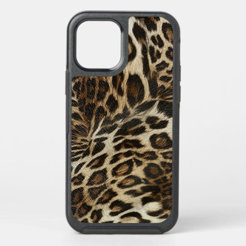 Spiffy Leopard Spots Leather Grain Look OtterBox Symmetry iPhone 12 Case