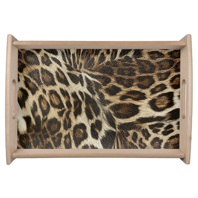 Spiffy Leopard Spots Leather Grain Look Serving Tray (Front)