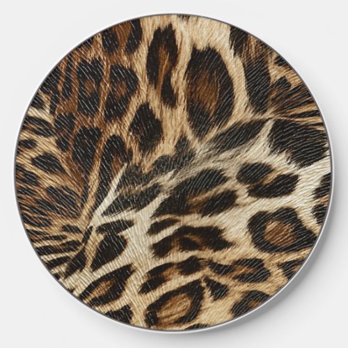 Spiffy Leopard Spots Leather Grain Look Wireless Charger