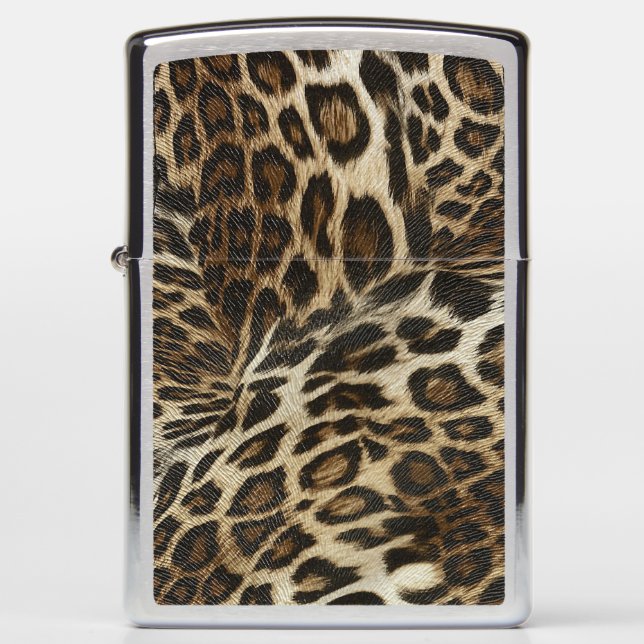 Spiffy Leopard Spots Leather Grain Look Zippo Lighter (Front)