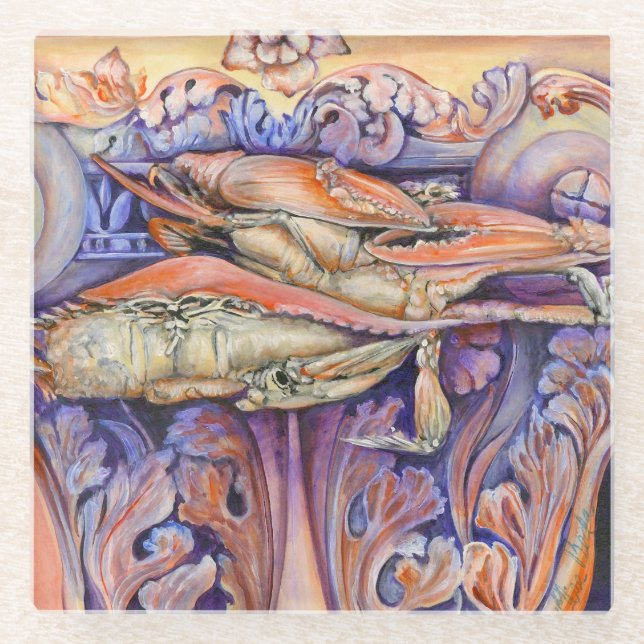 Spike and Curly Playing Tag Glass Coaster (Front)