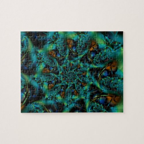 Spike  Blue and Green Fractal Art Jigsaw Puzzle