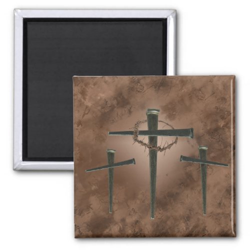 spike cross and crown of thorns magnet