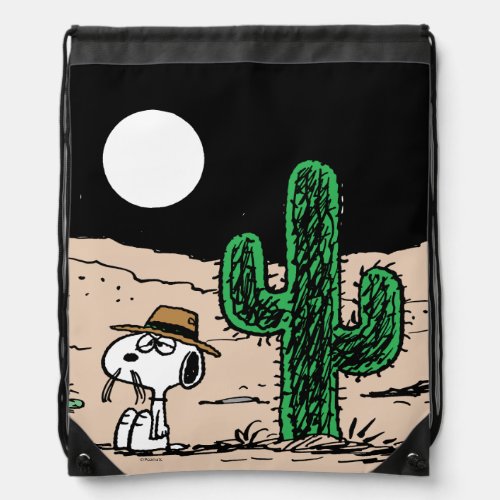 Spike in a Moonlit Desert Drawstring Bag