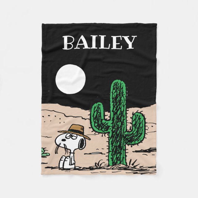 Spike in a Moonlit Desert Fleece Blanket (Front)