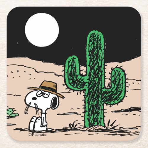 Spike in a Moonlit Desert Square Paper Coaster