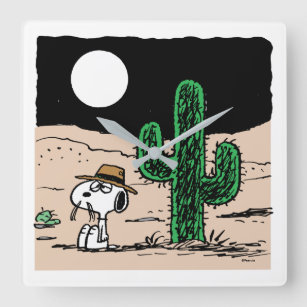 Spike in a Moonlit Desert Square Wall Clock