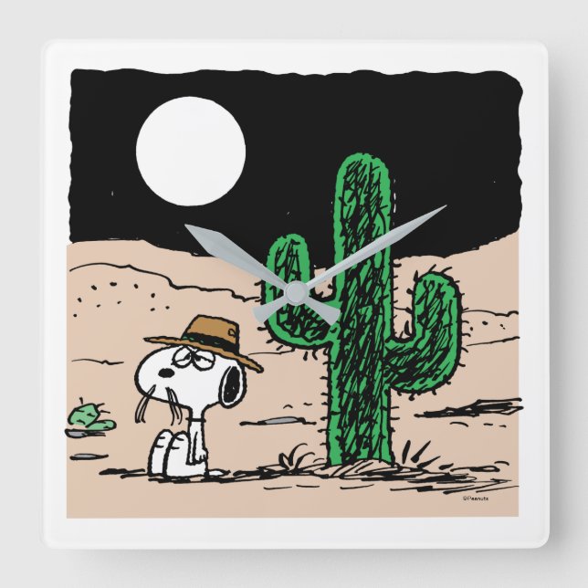 Spike in a Moonlit Desert Square Wall Clock (Front)
