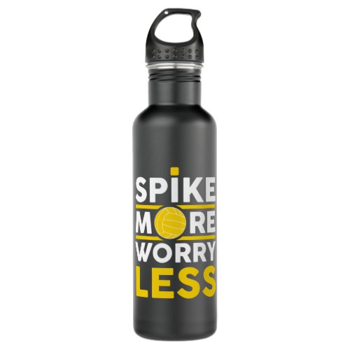Spike More Worry Less Volleyball Spikeball Design  Stainless Steel Water Bottle