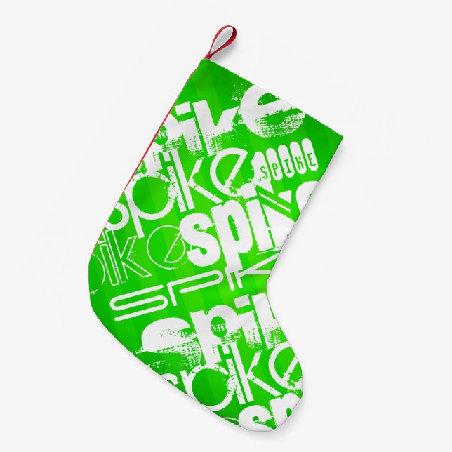 Spike; Neon Green Stripes Small Christmas Stocking (Front (Hanging))