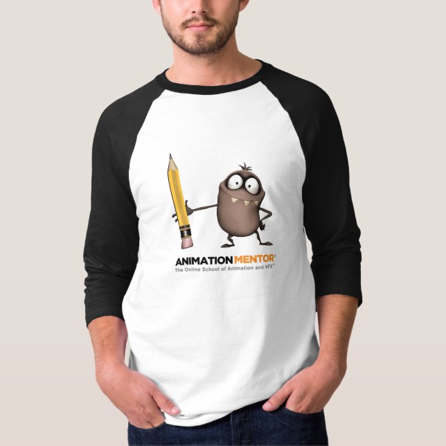 Spike on Men's Raglan T-Shirt - Animation Mentor (Front)