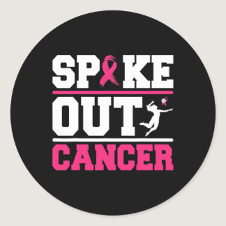 Spike Out Cancer Volleyball Player Breast Cancer A Classic Round Sticker