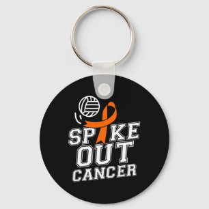 Spike Out Volleyball Leukemia Cancer Awareness Rib Keychain