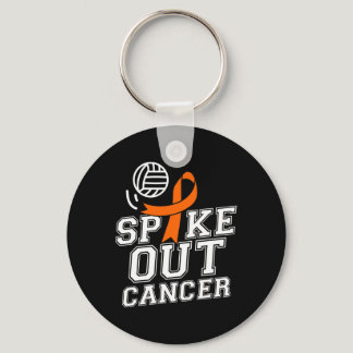 Spike Out Volleyball Leukemia Cancer Awareness Rib Keychain